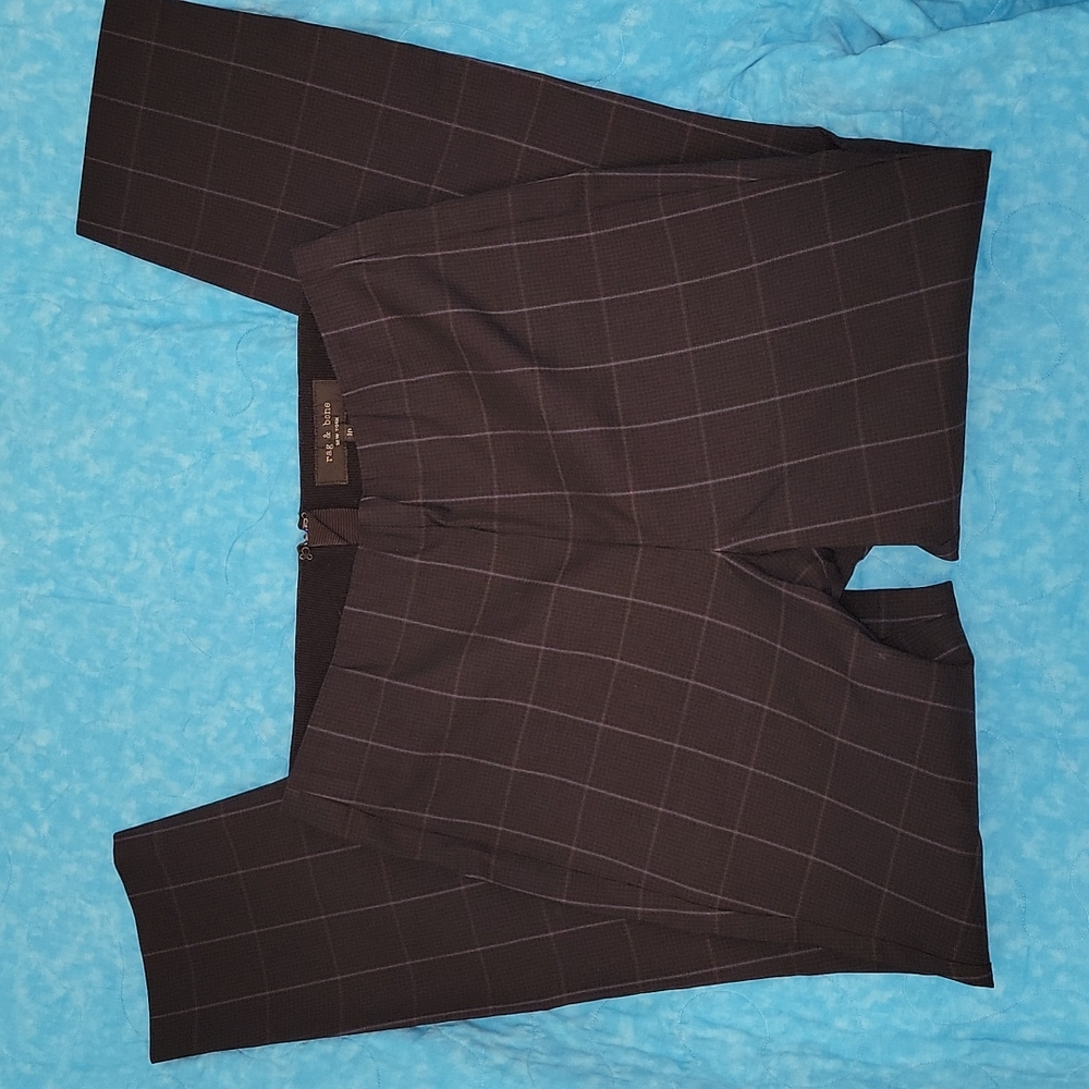 rag & bone Black Checkered Straight Leg Pants